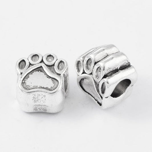 Tibetan Style Connector Bead Paw Antique Silver 5pc | Alberta Bead Store