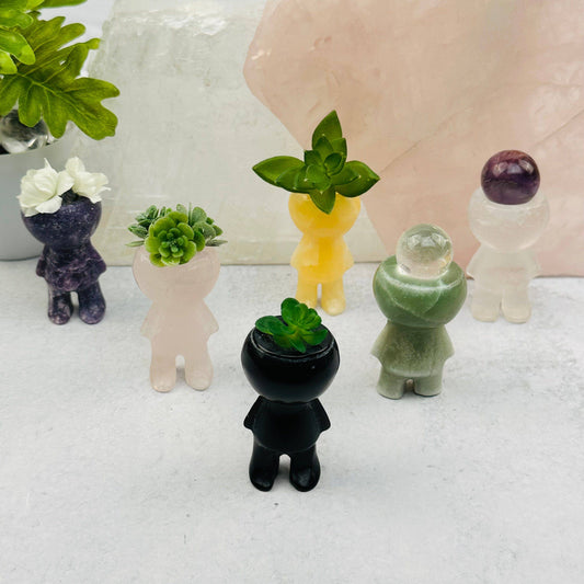 Crystal Gemstone Carved Mini Plant Holder for Air Plants: Green Aventurine