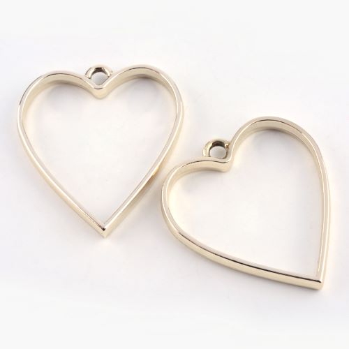 Open Back Heart Bezel Pendant Golden for Resin Jewelry 10pc | Alberta Bead Store