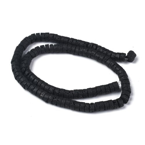 Black Lava Heishi Beads 6x3mm | Crystals and Sun Signs Co