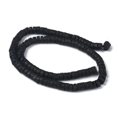 Black Lava Heishi Beads 6x3mm | Crystals and Sun Signs Co