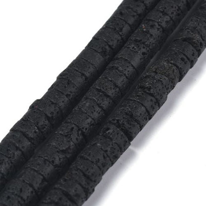 Black Lava Heishi Beads 6x3mm | Crystals and Sun Signs Co