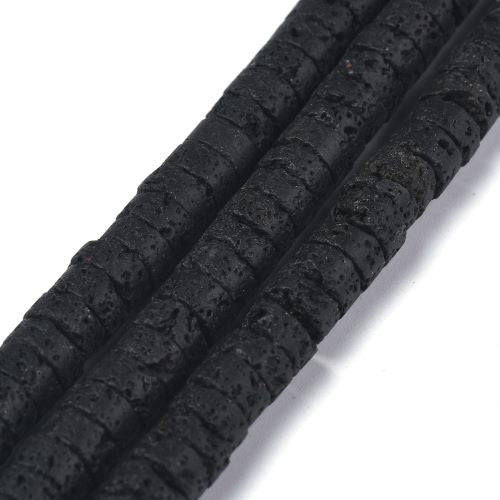 Black Lava Heishi Beads 6x3mm | Crystals and Sun Signs Co