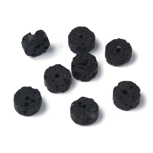 Black Lava Heishi Beads 6x3mm | Crystals and Sun Signs Co