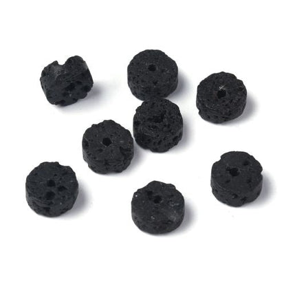 Black Lava Heishi Beads 6x3mm | Crystals and Sun Signs Co
