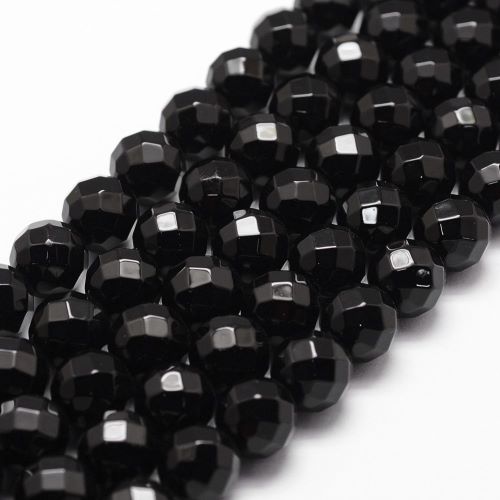 Black Onyx Faceted Gemstone Grade A Dyed Beads - All Sizes - Witches Ink LTD - O/A Crystals and Sun Signs