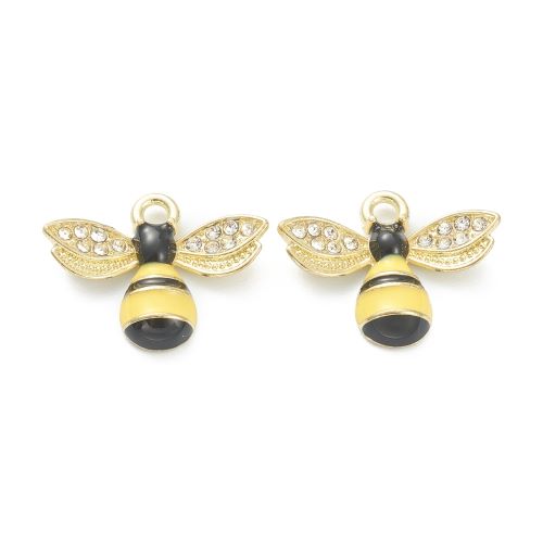 Enamel Charm Yellow Bee Light Gold 10pc | Crystals and Sun Signs Co