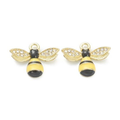 Enamel Charm Yellow Bee Light Gold 10pc | Crystals and Sun Signs Co