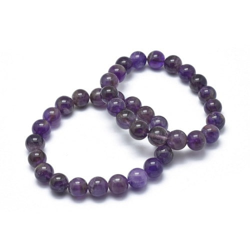 Amethyst Gemstone Bead Bracelet 10MM - Premium Bracelet from Crystals and Sun Signs Co - Shop now at Witches Ink LTD
