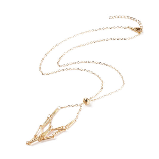 Brass Braided Macrame Pouch Empty Stone Holder for Pendant - Premium Necklace from Crystals and Sun Signs Co - Shop now at Crystals and Sun Signs Co
