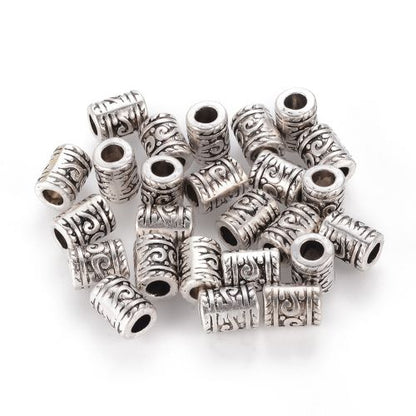Tibetan Style Alloy Bead Column Antique Silver 20pcs | Alberta Bead Store