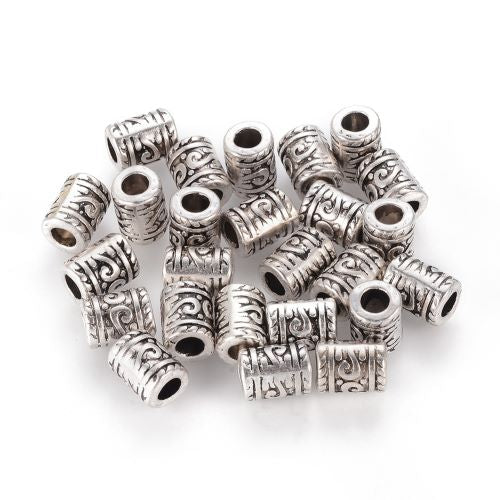 Tibetan Style Alloy Bead Column Antique Silver 20pcs | Alberta Bead Store
