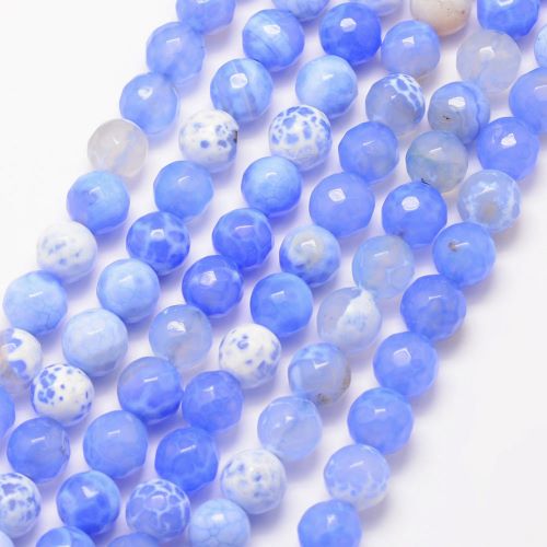 Fire Crackle Agate Cornflower Blue Faceted Gemstone Bead | Alberta Bead Store