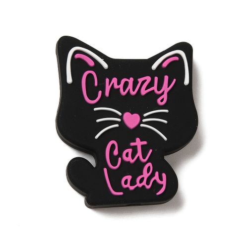 Silicone Bead Black Cat - Crazy Cat Lady | Alberta Bead Store