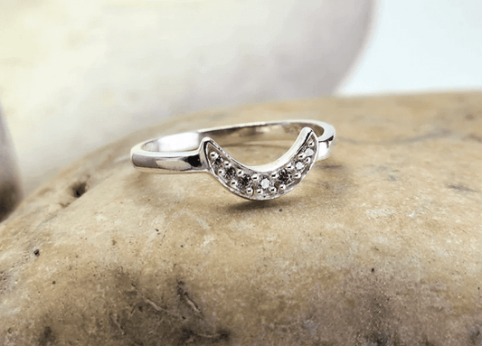 Sterling Silver Rising Moon Ring - Premium  from Heart N Lotus - Shop now at Crystals and Sun Signs Co