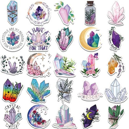 Crystal Cluster Theme Sticker Pack 50pcs - Crystals and Sun Signs