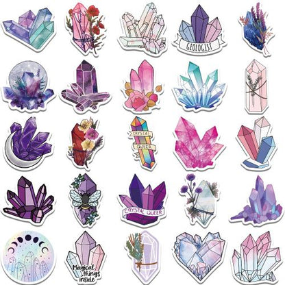 Crystal Cluster Theme Sticker Pack 50pcs - Crystals and Sun Signs