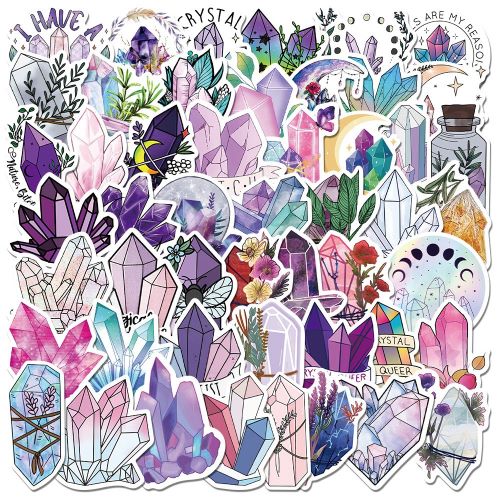 Crystal Cluster Theme Sticker Pack 50pcs - Crystals and Sun Signs