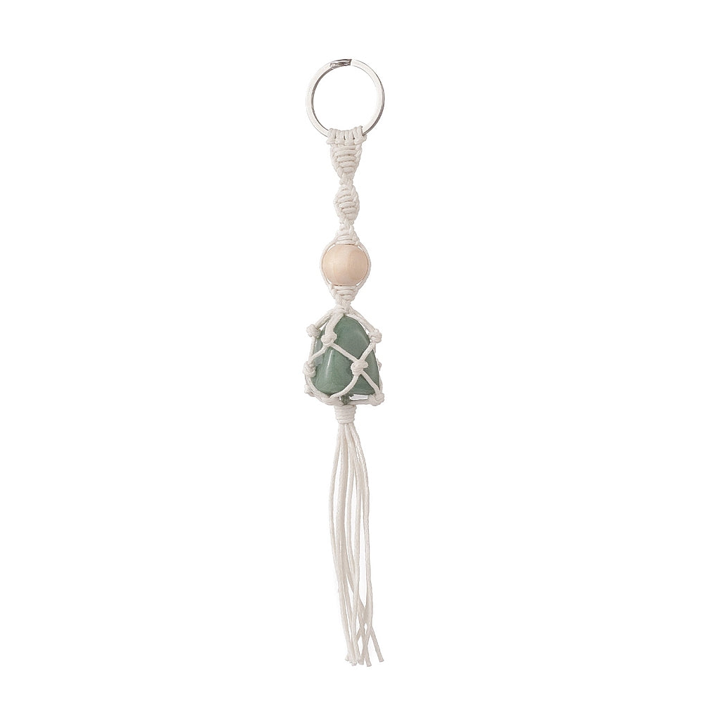 Braided Macrame Gemstone Keyring | Crystals and Sun Signs Co