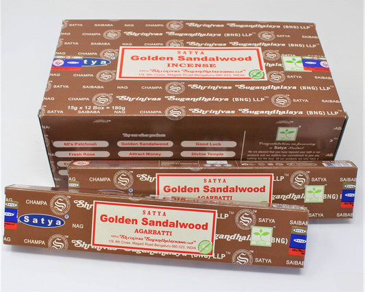 Satya Golden Sandalwood Incense 15g - Crystals and Sun Signs