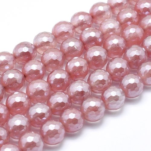 Cherry Quartz Electroplated Faceted Glass Bead - Crystals and Sun Signs