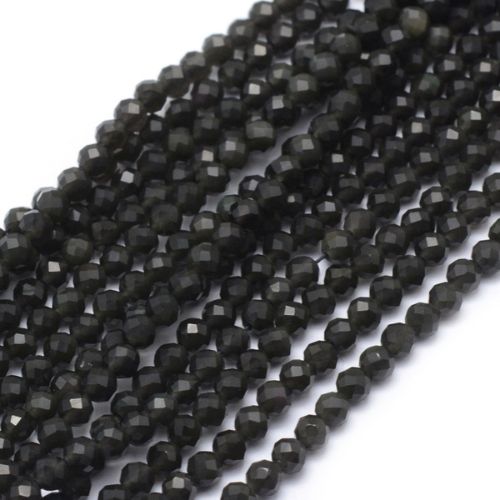 Obsidian Faceted Gemstone Beads - All Sizes | Crystals and Sun Signs Co