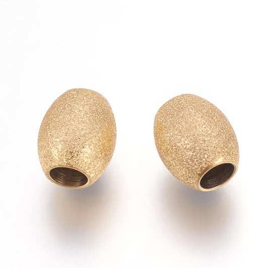 Connector Bead Ion Plated 304SS Textured Golden Oval 10pcs | Alberta Bead Store