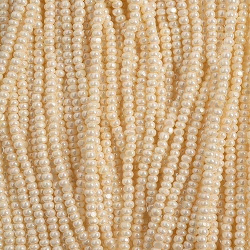 Czech 11/0 Charlotte Cut Opaque Pearl Eggshell - Alberta Bead Store
