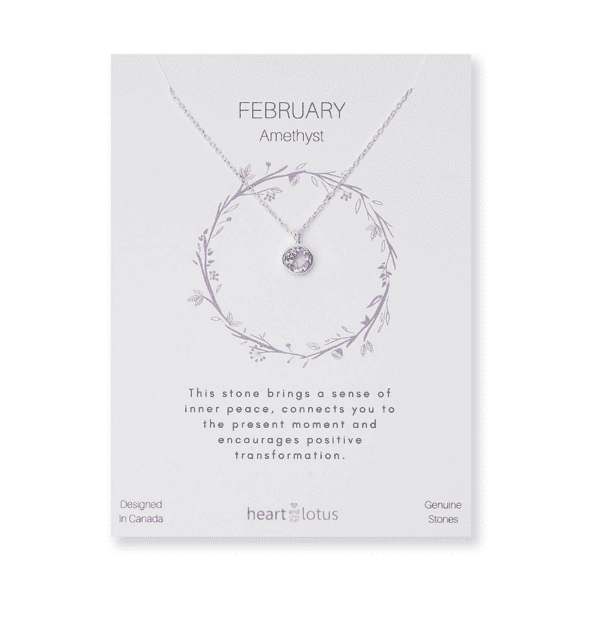 Sterling Silver Birthstone Necklace | Heart and Lotus