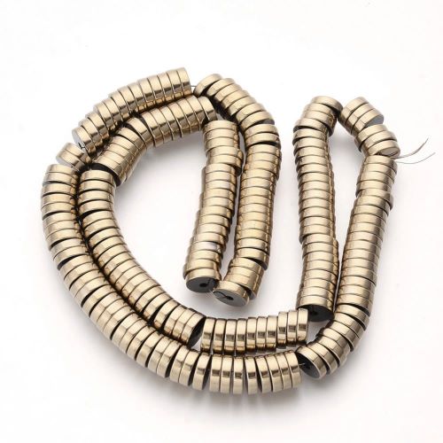 Hematite Golden Heishi Bead 8x2mm | Crystals and Sun Signs Co
