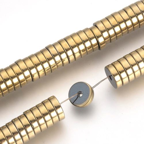 Hematite Golden Heishi Bead 8x2mm | Crystals and Sun Signs Co