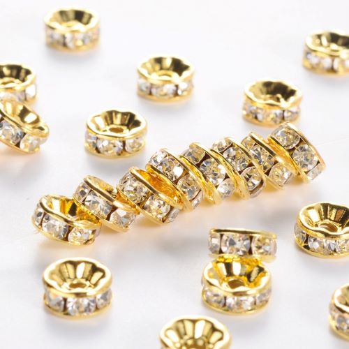 Rondelle Straight Edge Grade A Golden Crystal Rhinestone 5pc | Crystals and Sun Signs Co