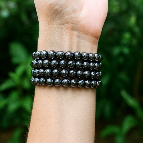 hematite_gemstone_bracelet in red deer