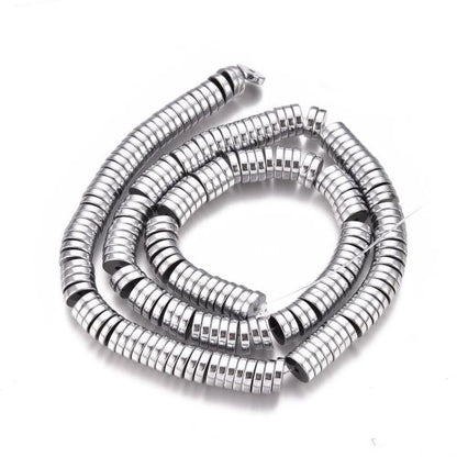 Hematite Silver Heishi Bead 8x2mm - Crystals and Sun Signs
