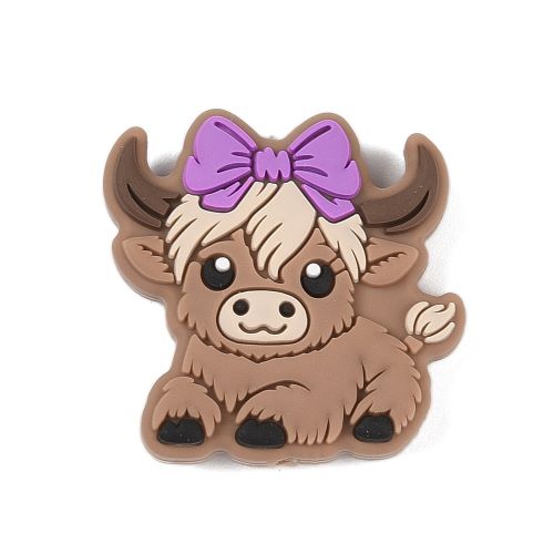 Silicone Bead Highland Cow with Bow | Alberta Bead Store