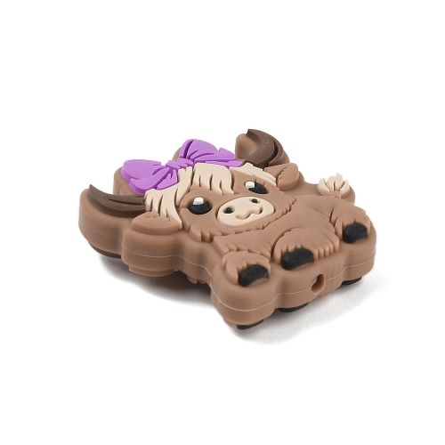 Silicone Bead Highland Cow with Bow | Alberta Bead Store