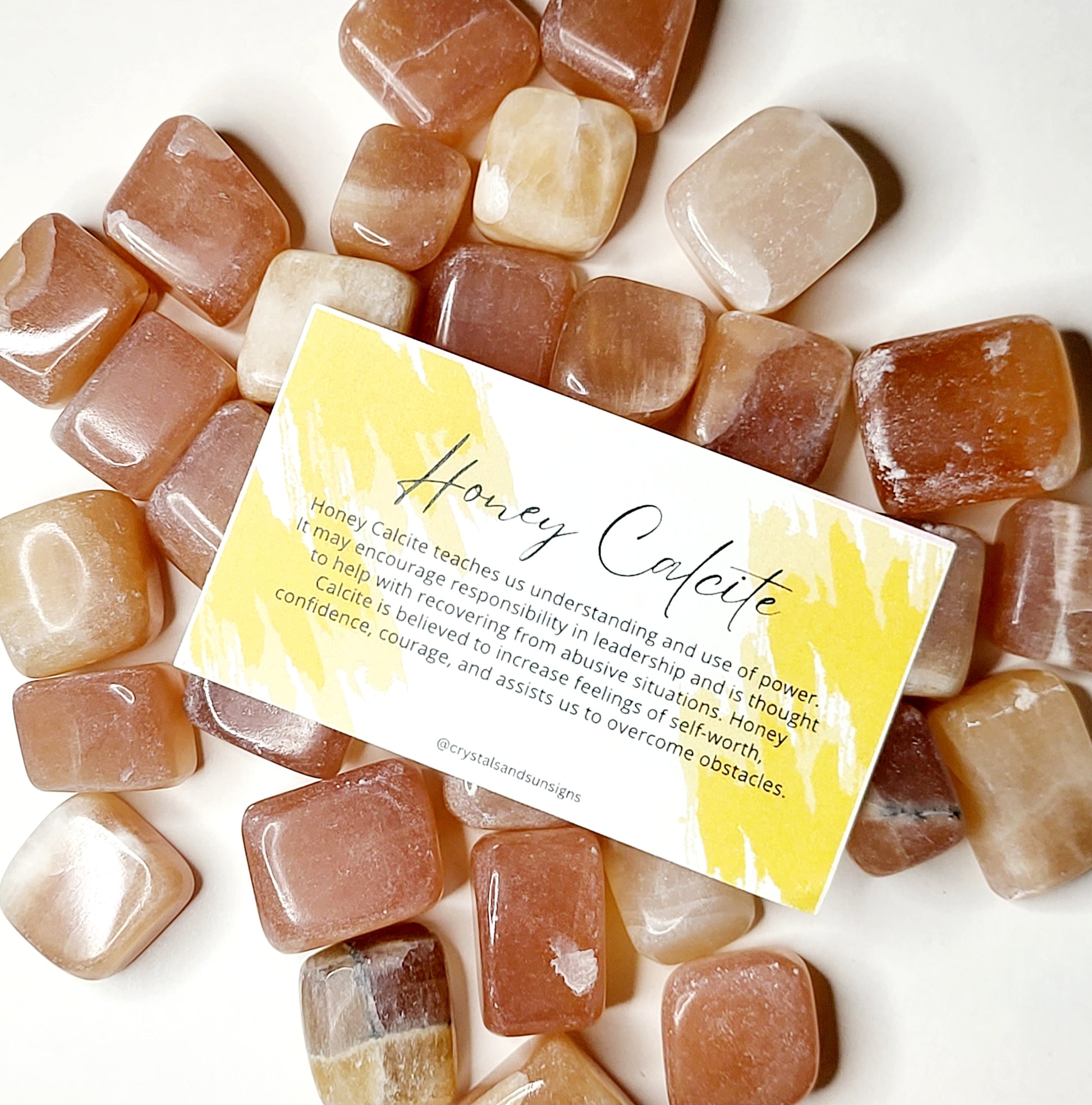 Honey Calcite Gemstone Tumbled | Crystals and Sun Signs Co