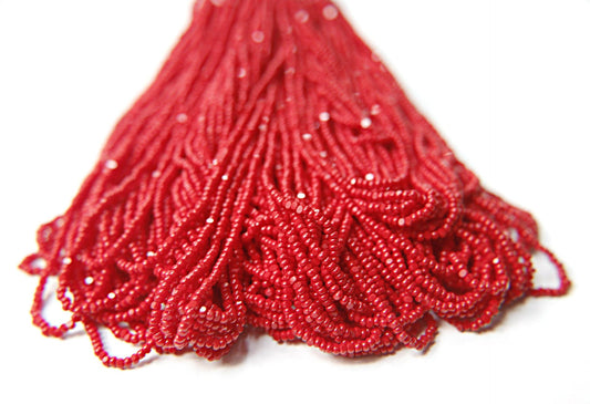 11/0 Charlotte Cut Seed Beads Opaque Cherry Red Hanks