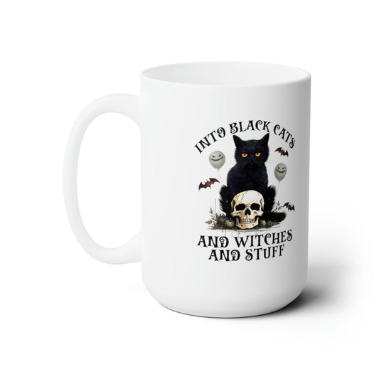 Black Cats and Witches Halloween themed 15oz Ceramic Mug - Witches Ink LTD - O/A Crystals and Sun Signs