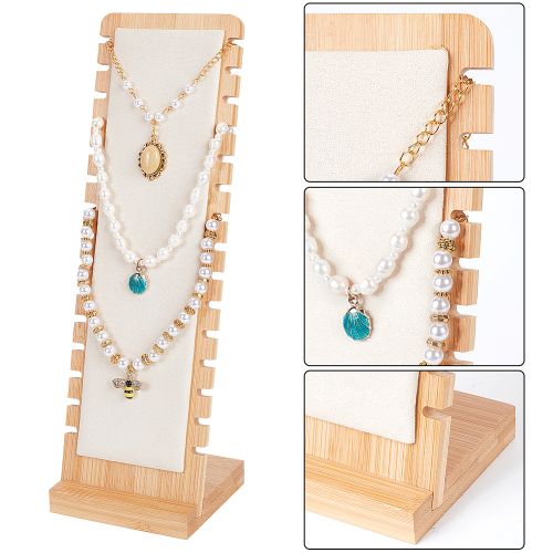 Slant Back Necklace Display in Ivory | Alberta Bead Store