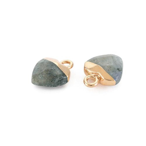 Labradorite Heart Charm with Light Gold 1pc | Alberta Bead Store