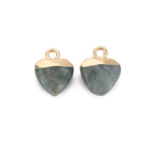 Labradorite Heart Charm with Light Gold 1pc | Alberta Bead Store
