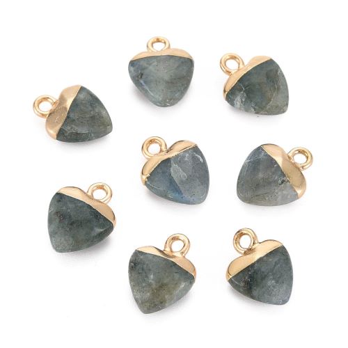 Labradorite Heart Charm with Light Gold 1pc | Alberta Bead Store