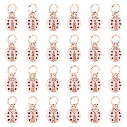 Pink Ladybug Rose Gold Charm 1pc | Crystals and Sun Signs Co