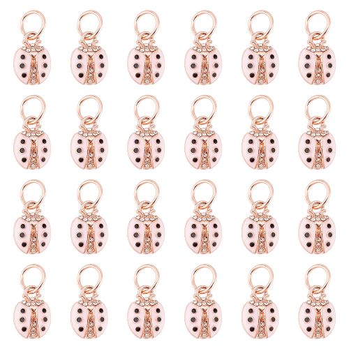 Pink Ladybug Rose Gold Charm 1pc | Crystals and Sun Signs Co