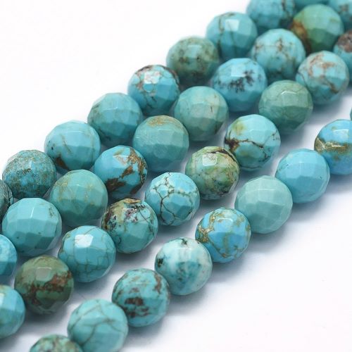 Magnesite Faceted Turquoise Gemstone Beads | Crystals and Sun Signs Co