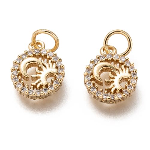 Micro Pave Charm Sun & Moon Golden 1pc | Alberta Bead Store