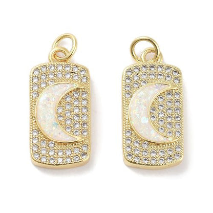 Micro Pave Charm Pendant 18K Plated Moon 1pc | Alberta Bead Store