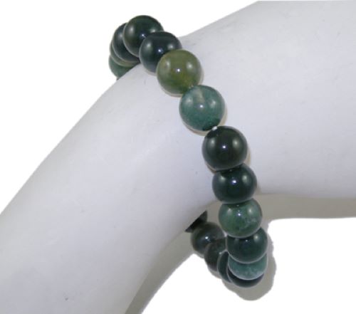 Moss Agate Gemstone Bead Bracelet 8MM - Crystals and Sun Signs