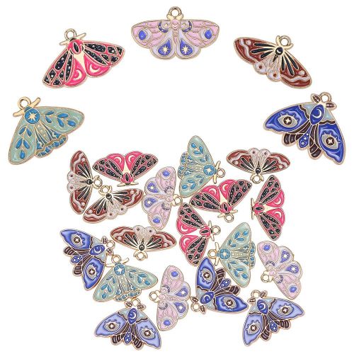 Enamel Charm Moth Golden 4pc Mixed | Alberta Bead Store